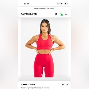 Alphalete vault sports bra in coral red